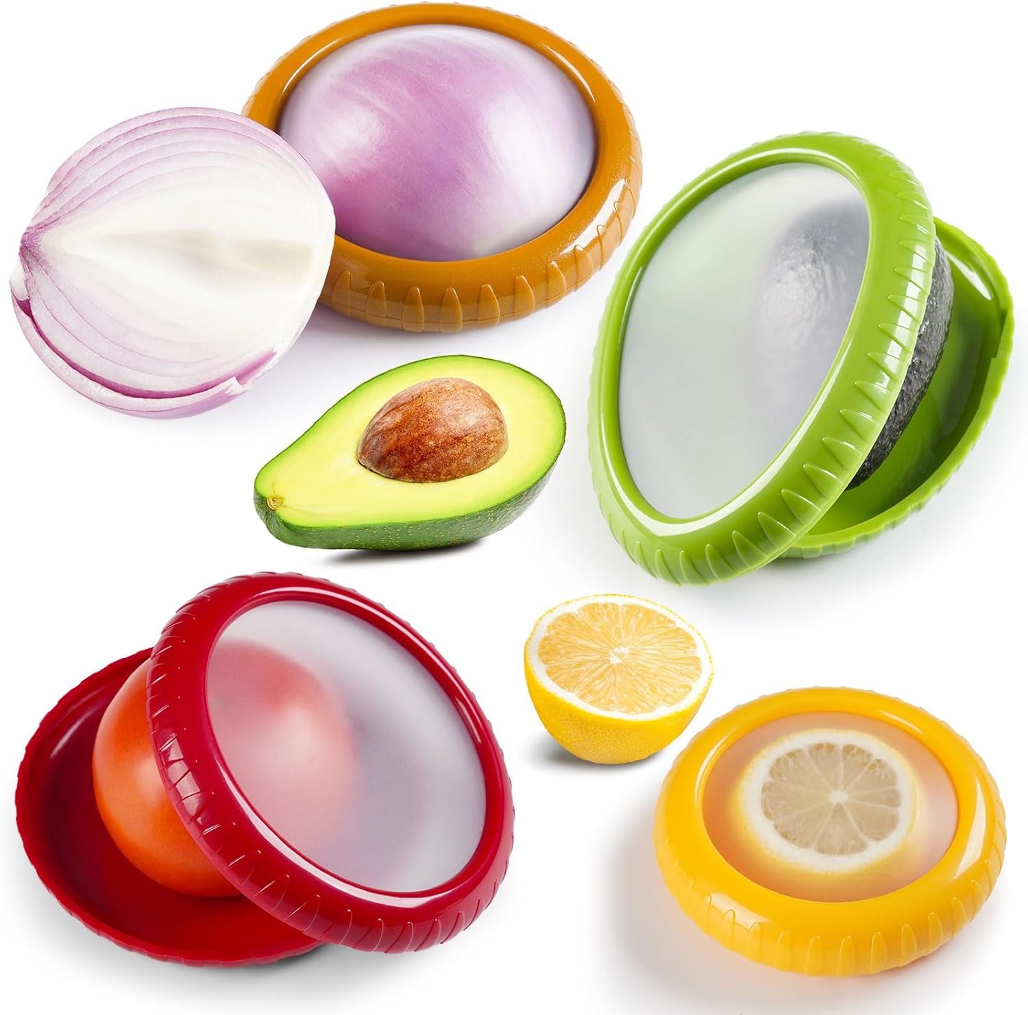 Avocado Saver & Onion Storage Set,4 Pcs Silicone Fruit Vegetable Anti-oxidation