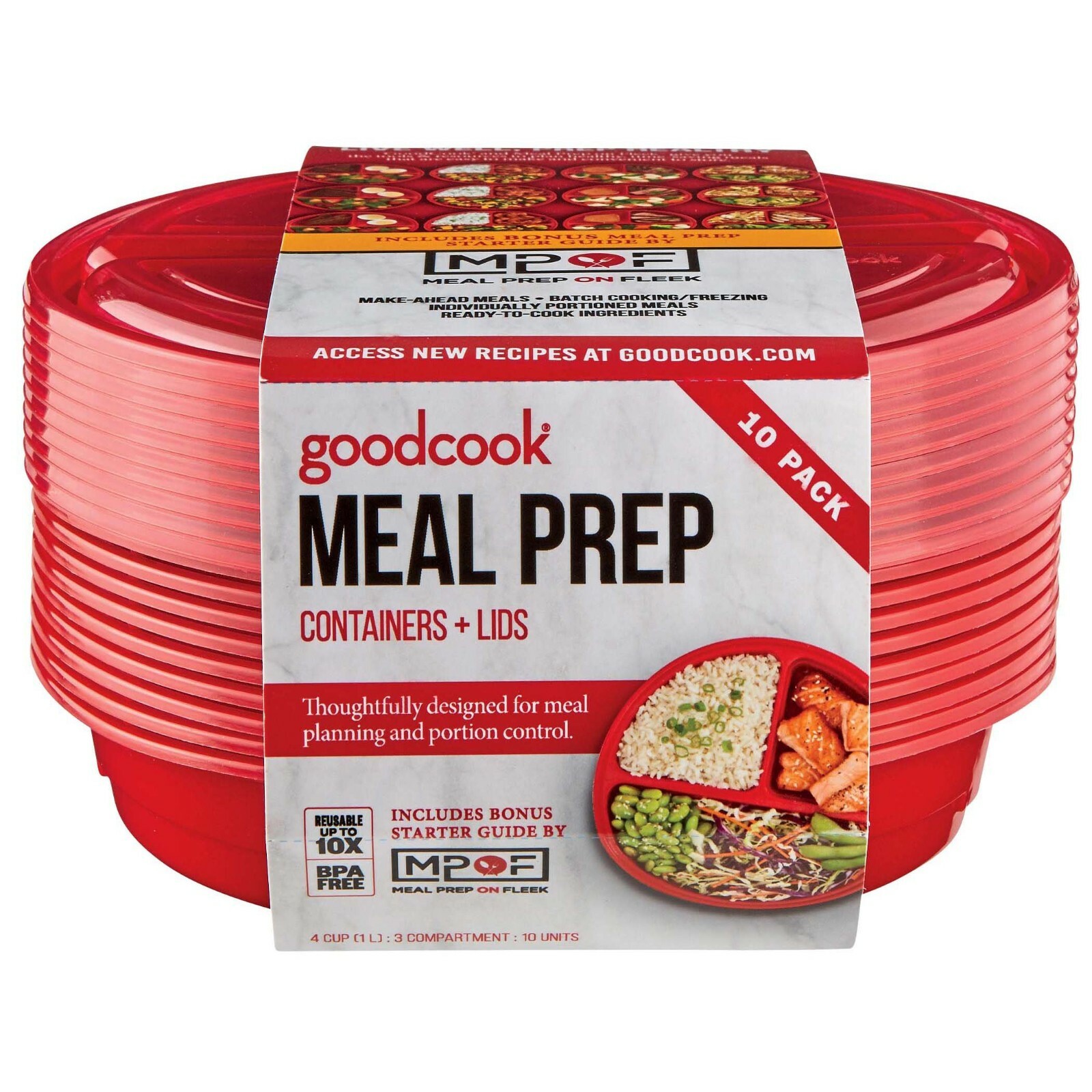 Goodcook Meal Prep Containers with Lids – 10 pack – Food Storage Preparation