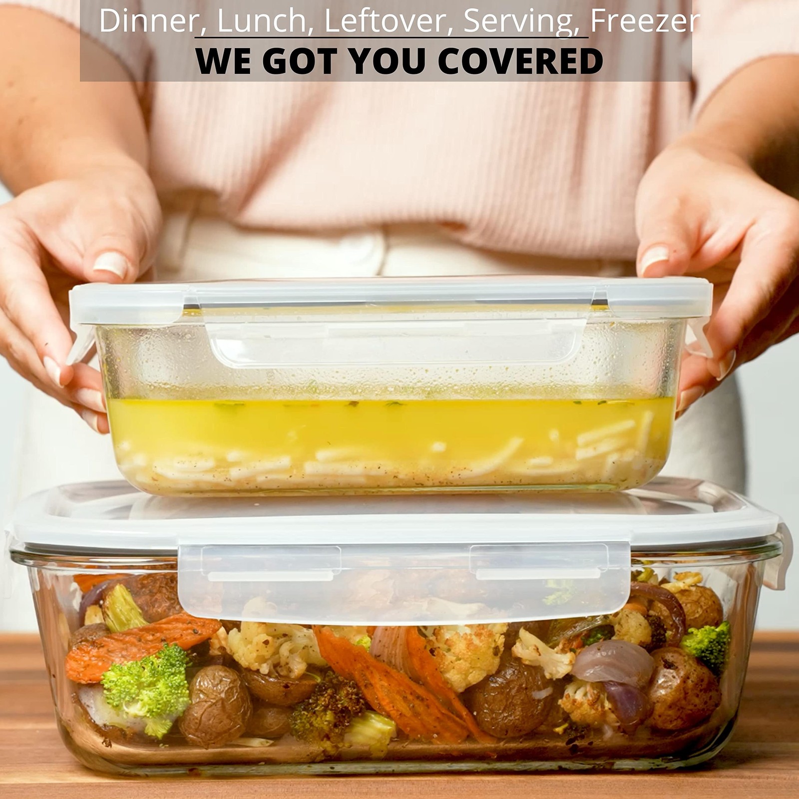 4 Pc (2700ML/ 91 Oz & 1520ML/ 51 Oz) Airtight Large Glass Food Storage Contai…
