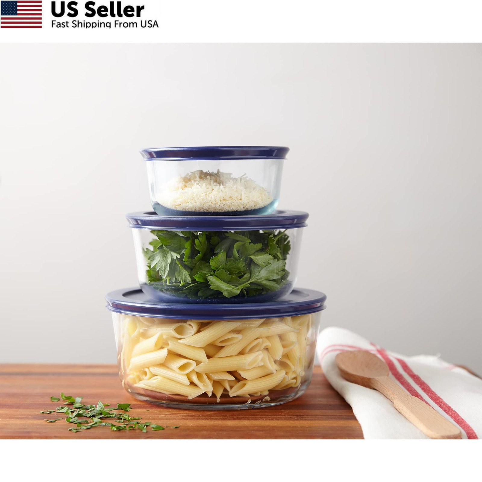 Pyrex Simply Store (3-Pack) Glass Food Storage Containers Set, (2, 4 &