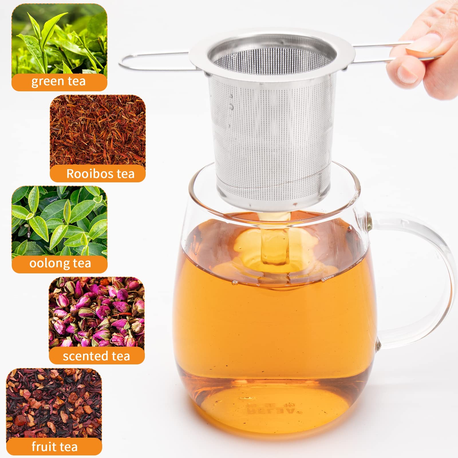 2Pack Tea Strainer, Stainless Steel Infuser 2 Count (Pack of 1), Silver