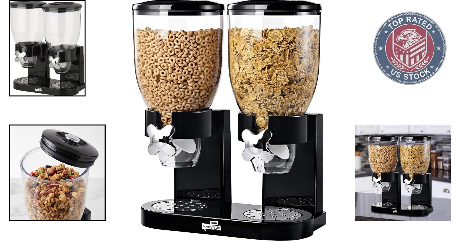 Airtight Snack Dispenser with 35 oz Total Capacity – Perfect for Cereal & Nuts