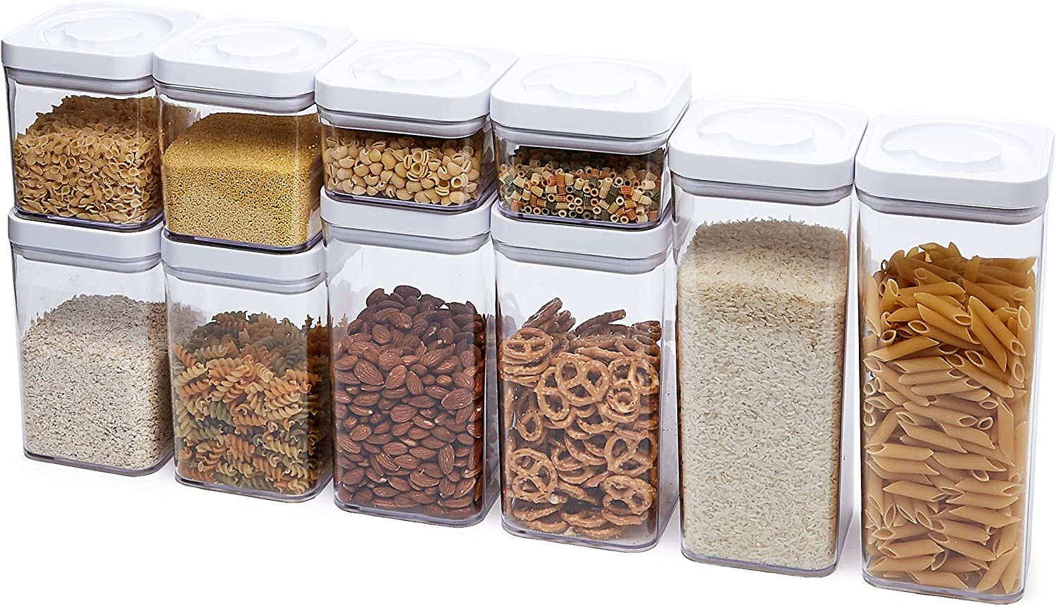 Airtight Food Storage Containers, 10-Piece Clear Plastic Set with Lids
