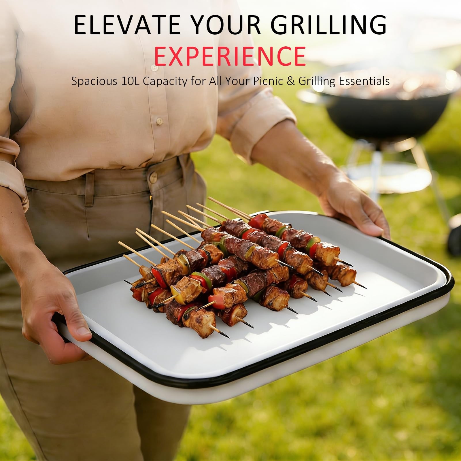 Silicone Collapsible BBQ Prep Tub with Lid, 10L/338oz/2.64Gal, XXXL Large Foo…