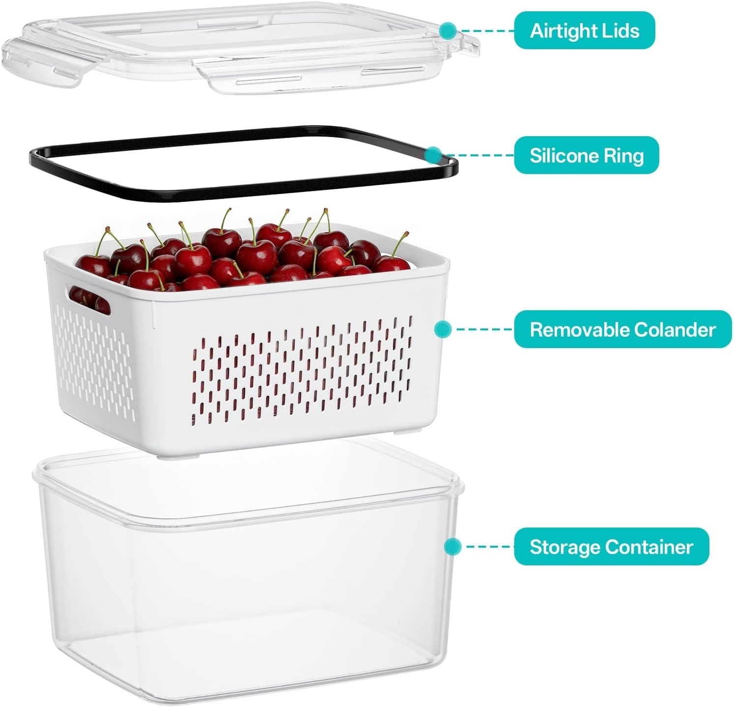 Fruit Storage Containers for Fridge 4 Pack Produce Saver Berry Salad Lettuce Set