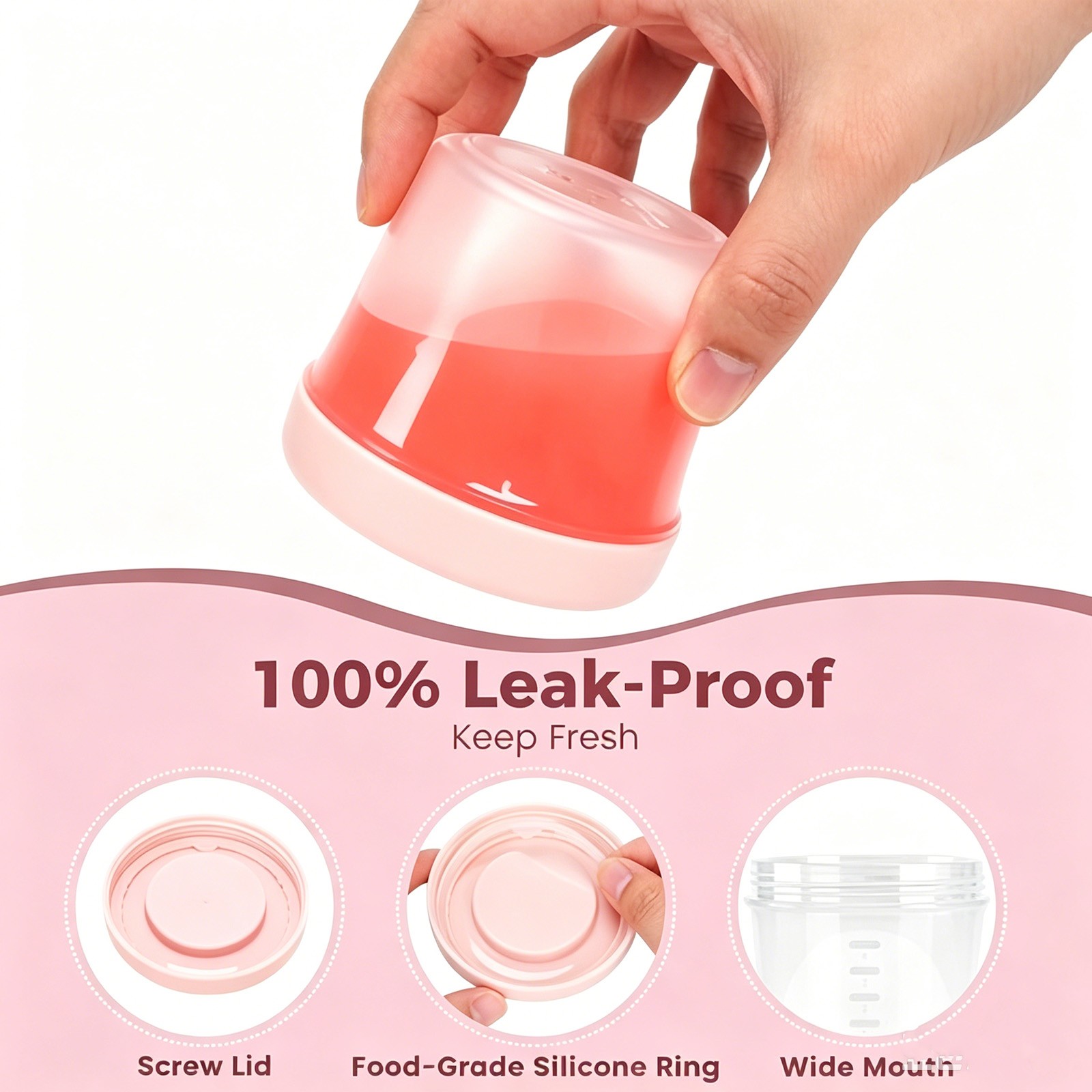 Leakproof Baby Food Storage Cups Set with Tray&Spoon Reusable for Infant Feeding