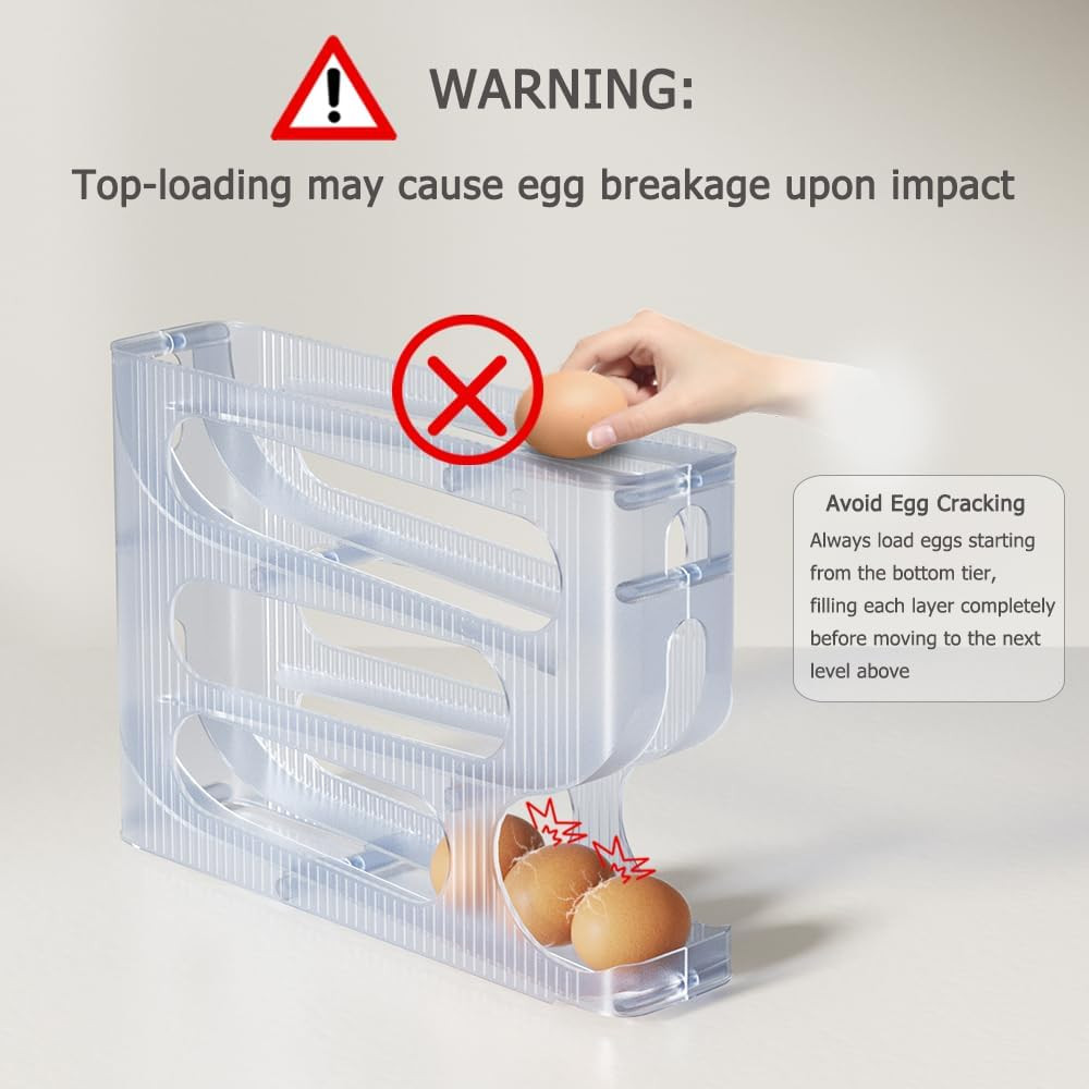 FIFO Egg Holder for Fridge, Egg Organizer for 56 Large Size Eggs | 2-Pack Auto R