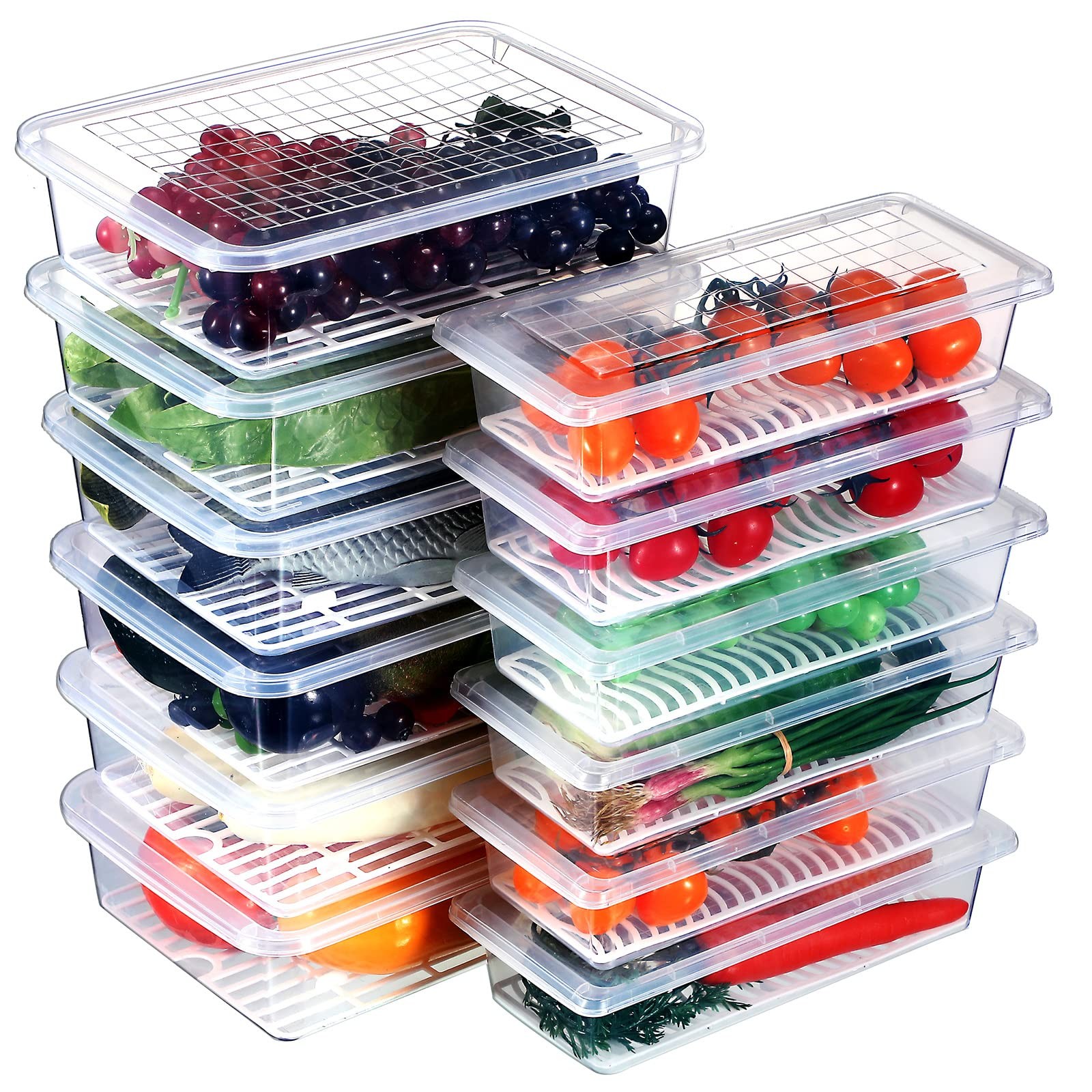 Meanplan 12 Packs Food Storage Containers for Fridge Plastic Refrigerator Org…