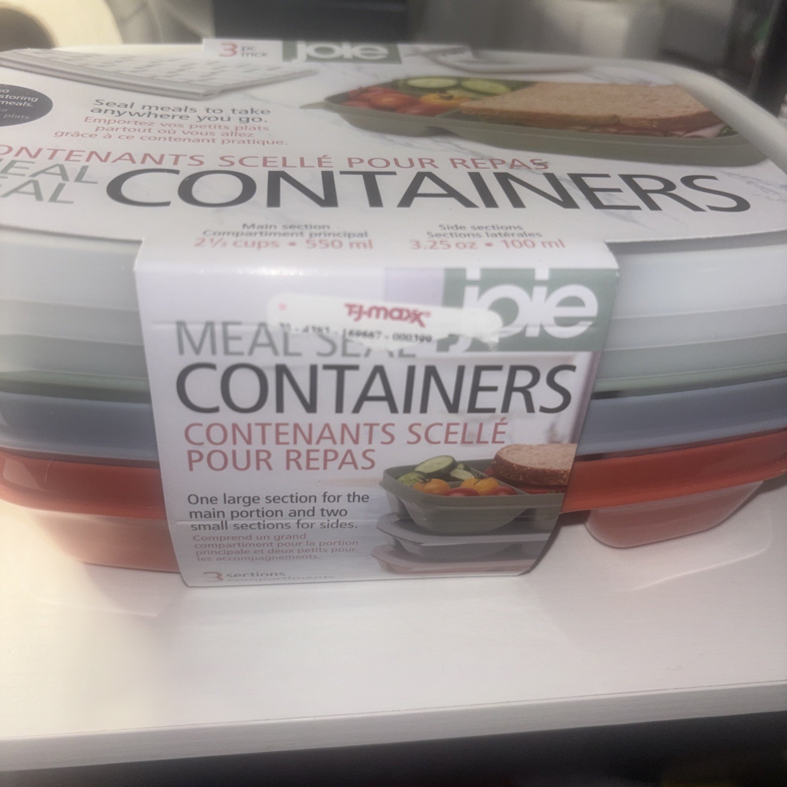 Joie Meal Container, Set of 3 (+3Green/ Orange / Grey) – 17.3×6.2×4.6cm
