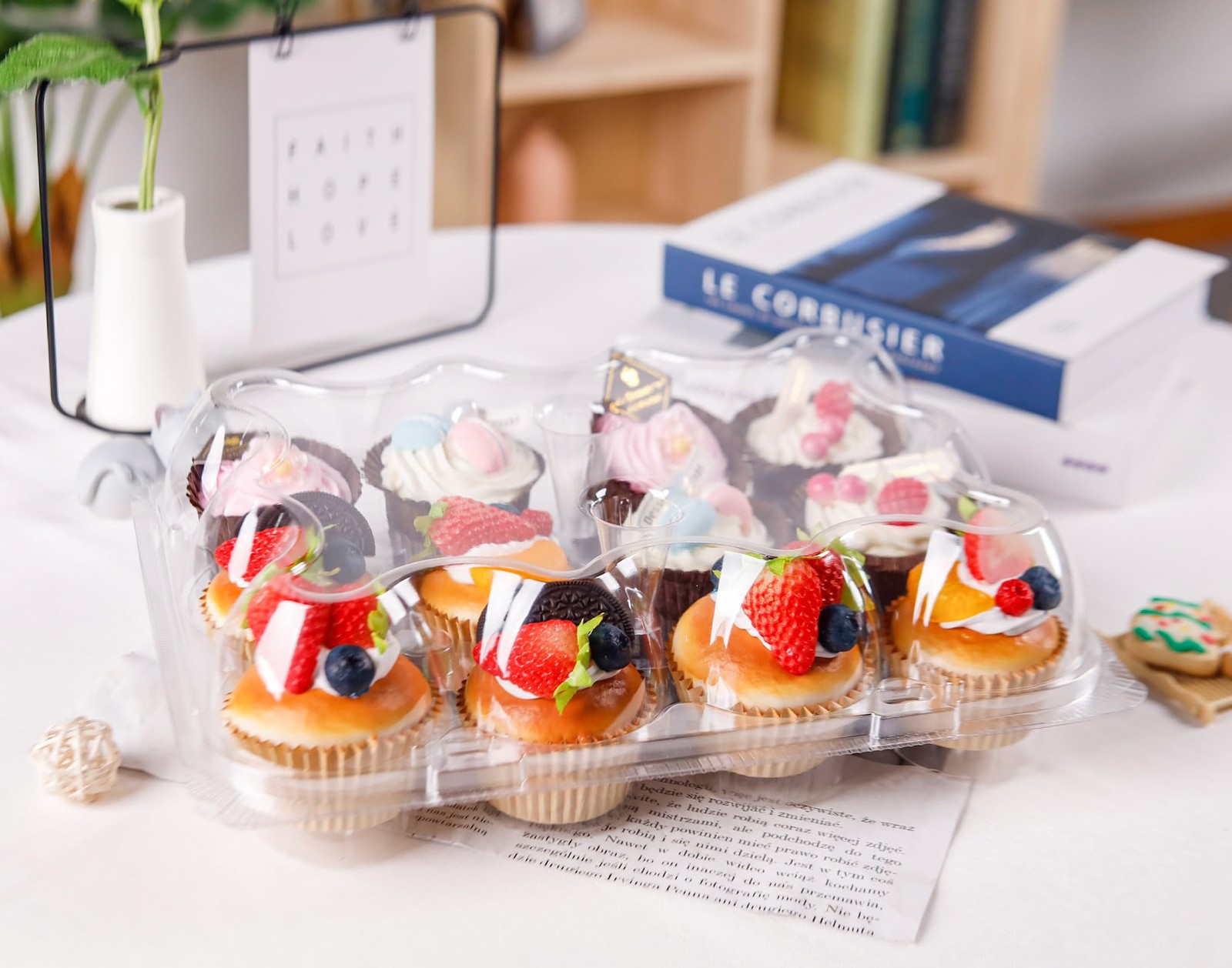 NPLUX 12 Count Cupcake Containers 12 Pack 12.2×9.5×3.5inch, Clear