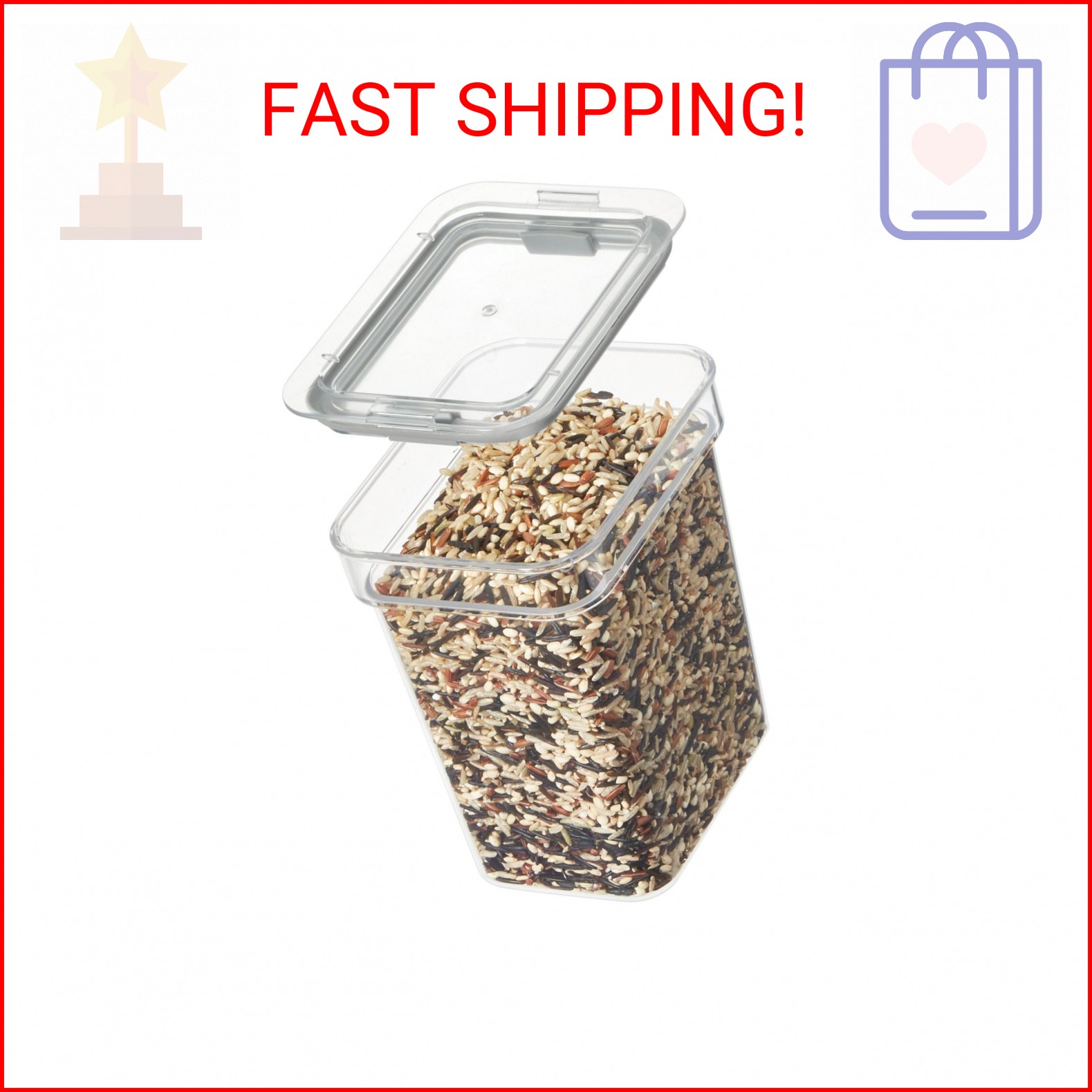 iDesign Small Tall Dry Goods Storage Bin, The Fresh Collection – 3.93″ L x 5.3”
