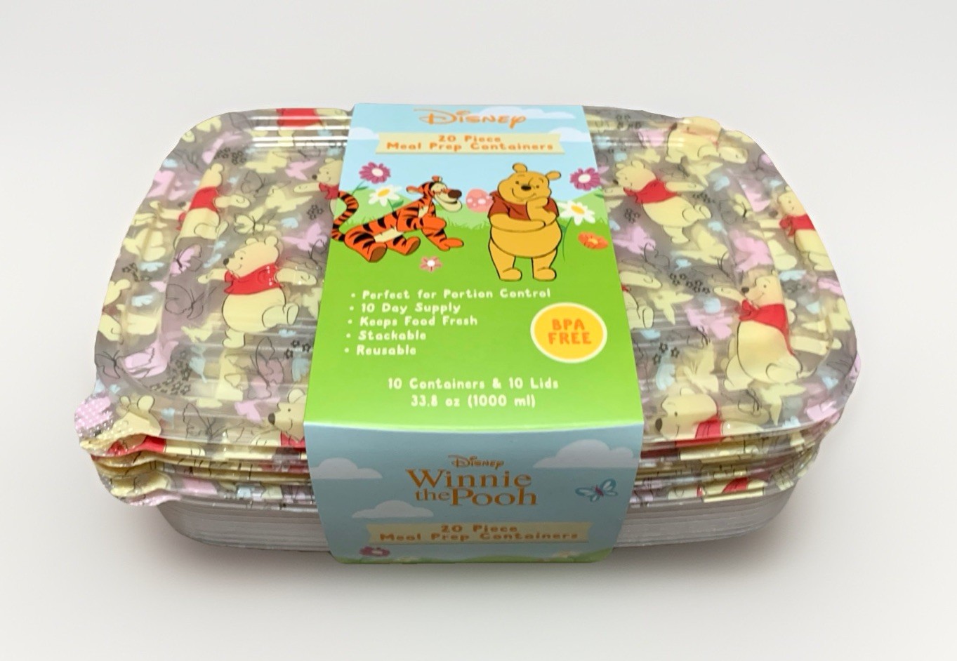 NEW Disney Winnie the Pooh / Butterflies 20pc Clear Meal Prep Storage Containers