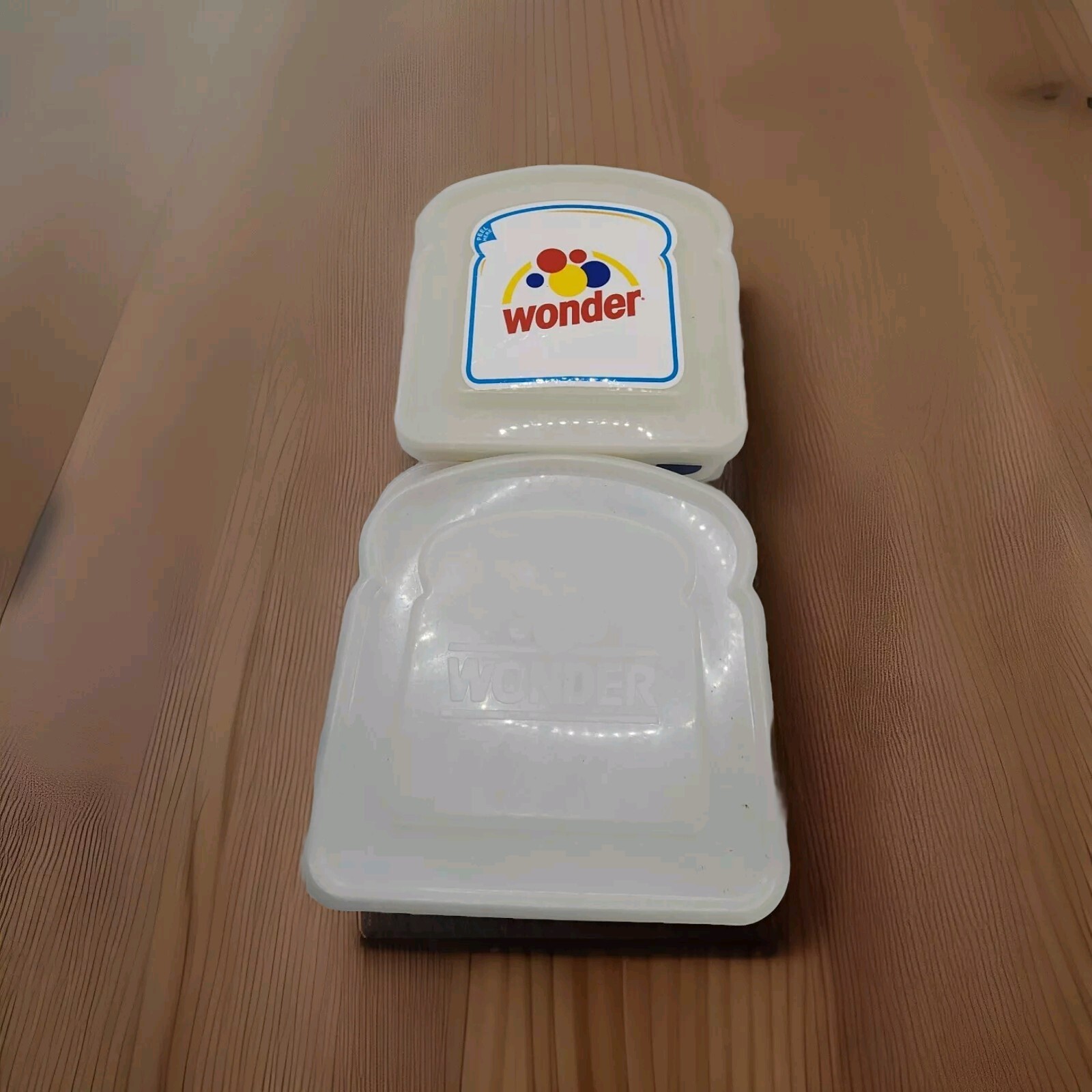 Wonder Bread Sandwich Storage container Lunch Box Plastic White LOT OF 2 VINTAGE