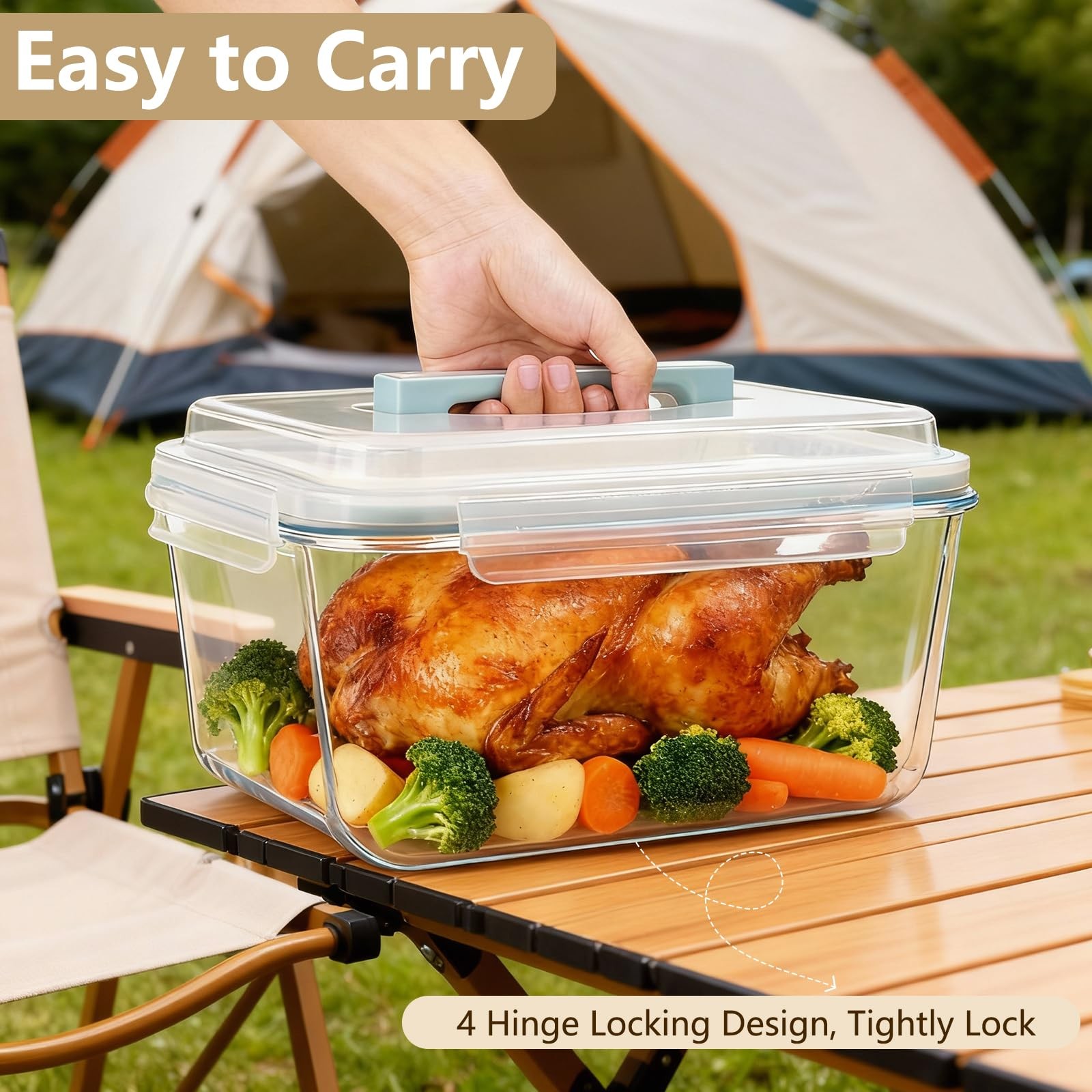 5.4L/ 180oz/ 22cup Extra Large Glass Food Storage Container with Airtight Lid…