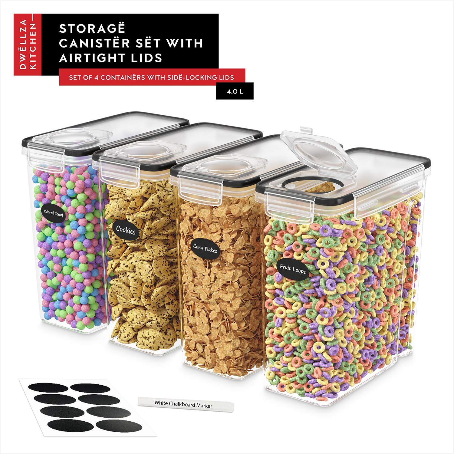 Cereal Containers Storage 4 Pack Cereal Dispenser Airtight Food Storage Containe