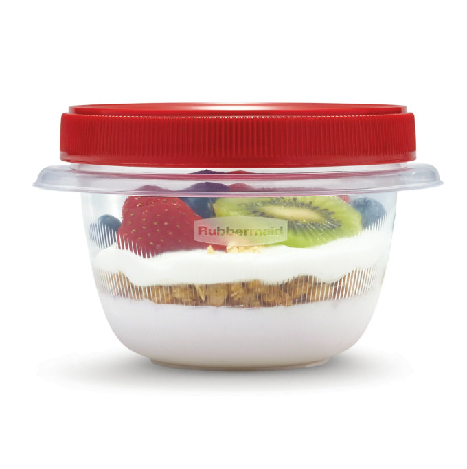 Rubbermaid TakeAlongs Twist & Seal 2.1 Cup Food Storage Containers, Red, 3 Pack