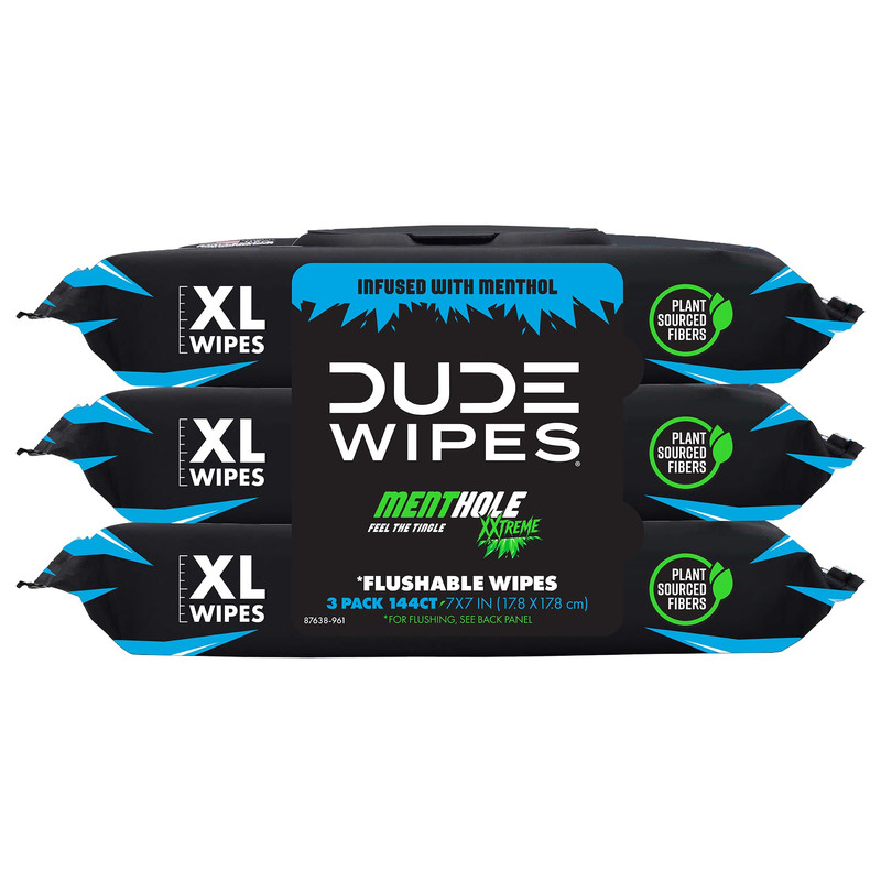 Dude Wipes Menthole Xxtreme Flushable Wipes – Menthol Infused Extra-Large Adult