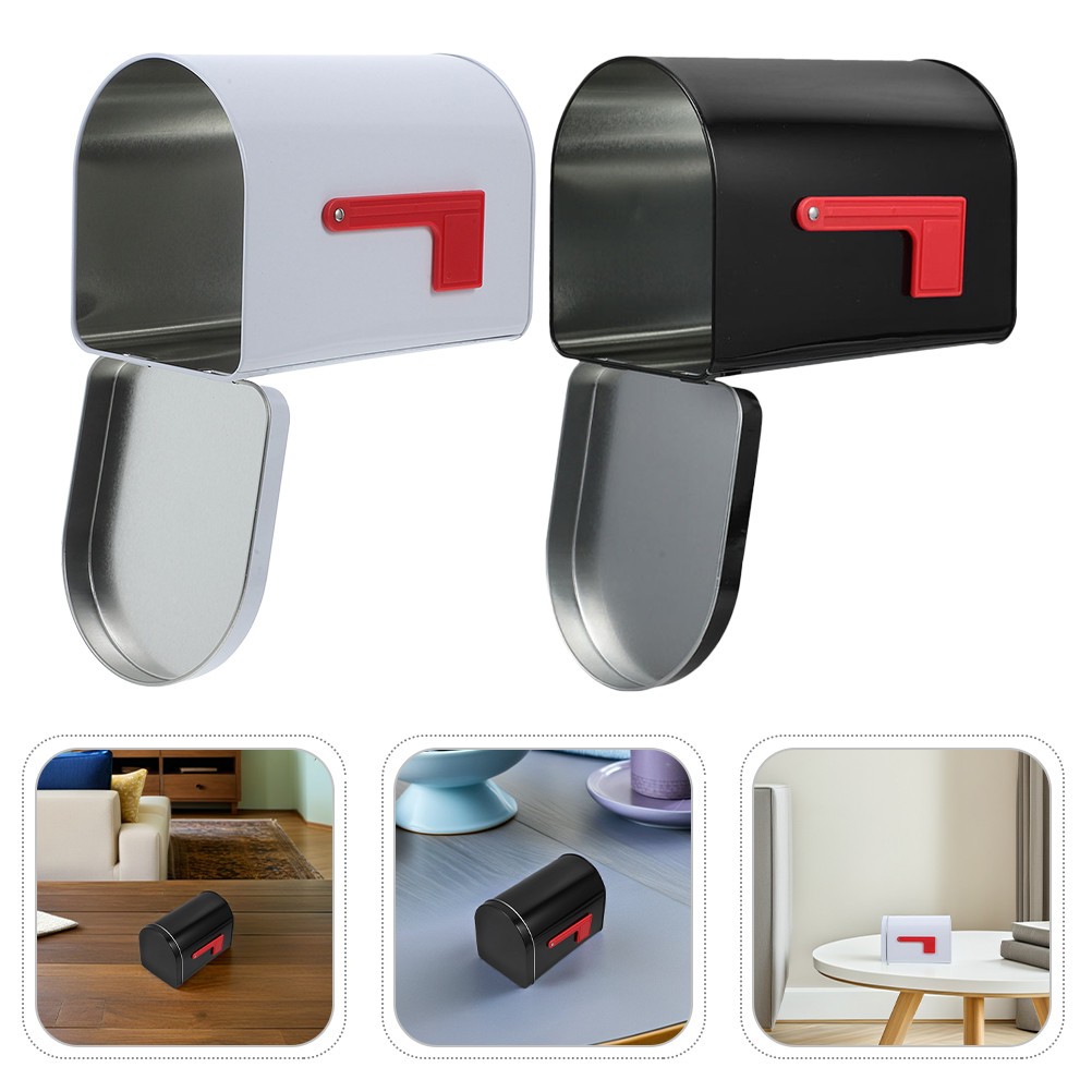 2 Pcs Mini Tinplate Candy Mailbox Box Candy Storage Container Decorative