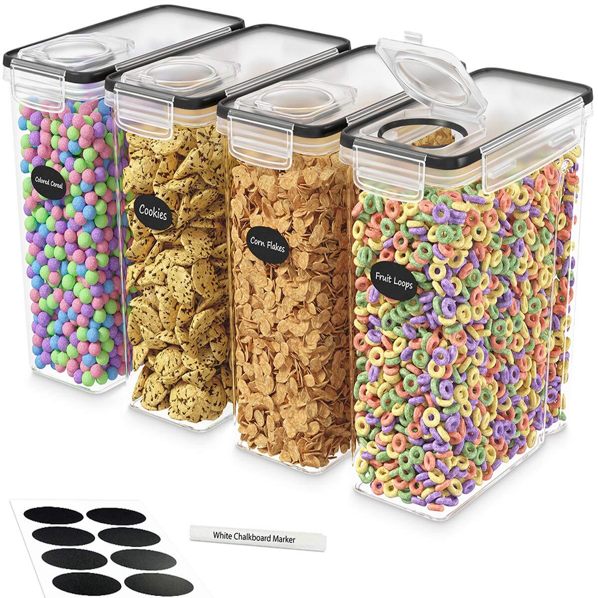 Cereal Containers Storage – 4 Pack Cereal Dispenser Airtight Food Storage Con…