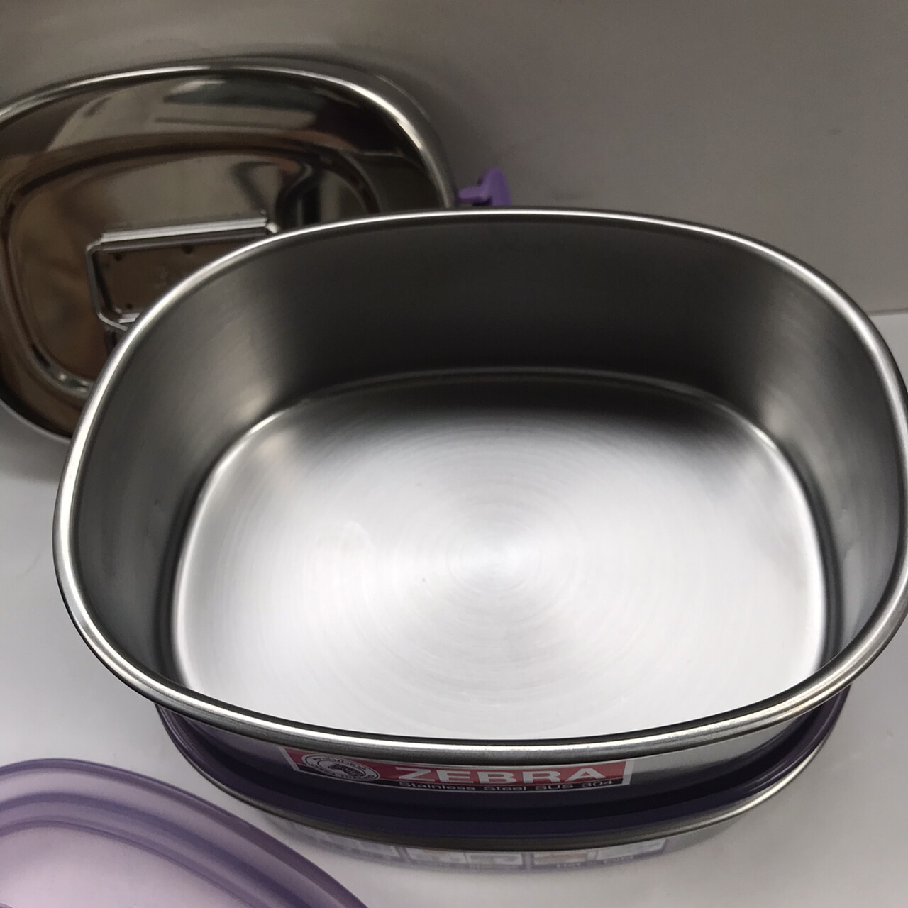 Thai Zebra Brand Oval Lunch Box Smart Lock Airtight Stainless 16 cm X 2 Stacks