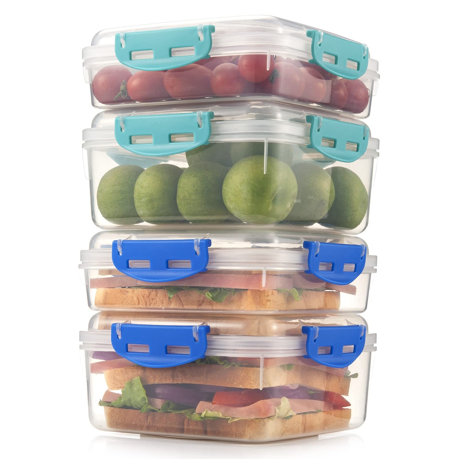 4 PCS Sandwich Containers – 100% Airtight & BPA-Free & Microwave blue, green