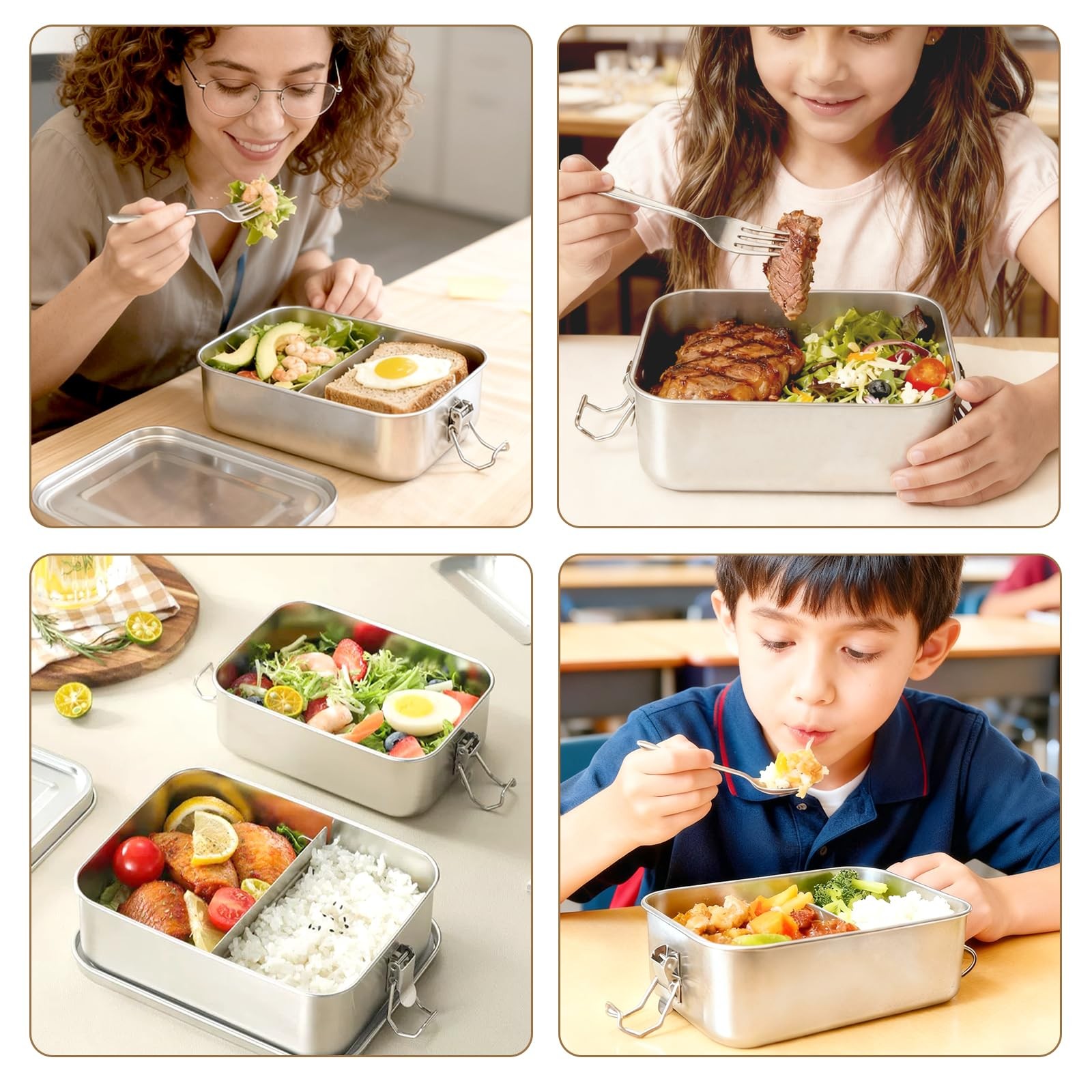 40oz/1200ml Meta Lunch Box, Stainless Steel Food Storage Sandwich Containers,…