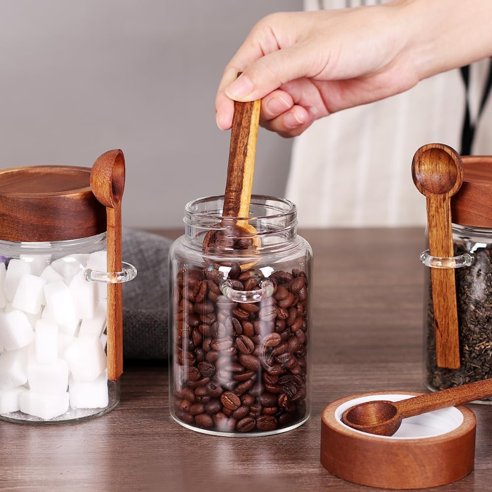 Loose Leaf Tea Storage Canister Set, 4 Pieces 16 OZ Glass Tea Containers with