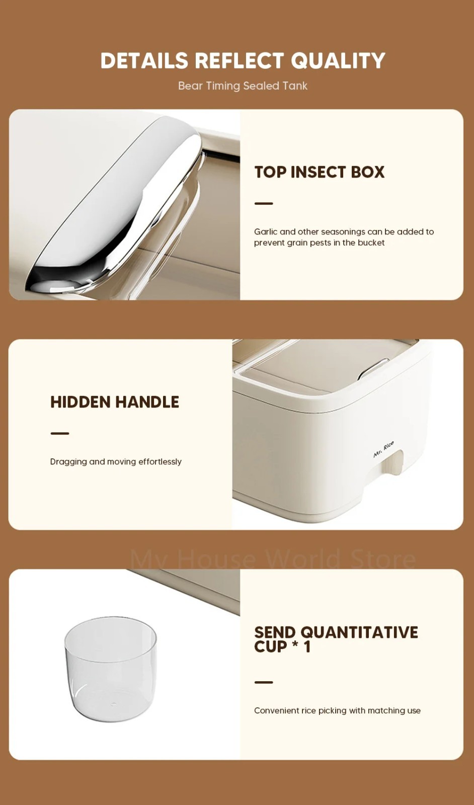 5 KG Rice Sugar Storage Container Airtight Grain Box Moisture Proof Kitchen Jar