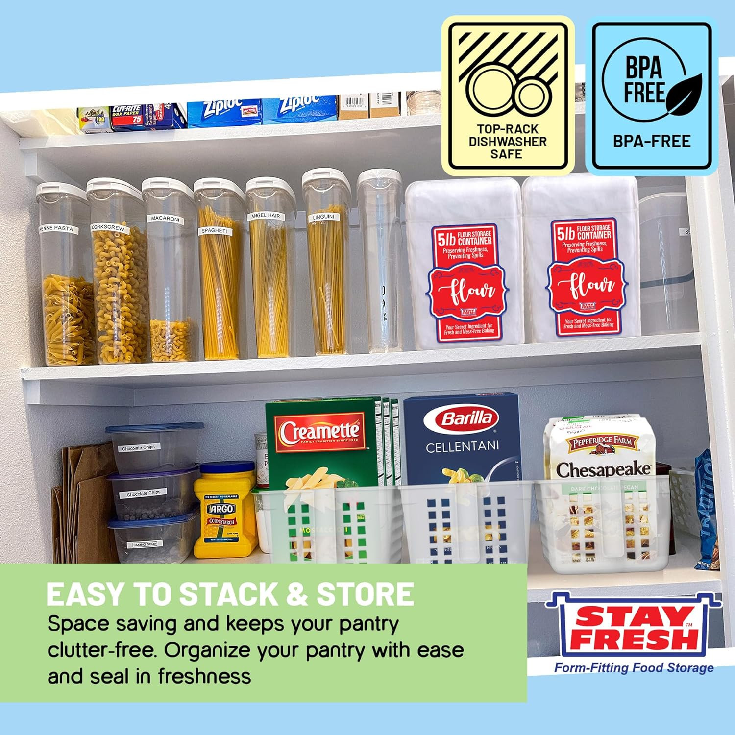 Stay Fresh Clear Flour Storage Container – Plastic Flour Canister for Kitchen Pa