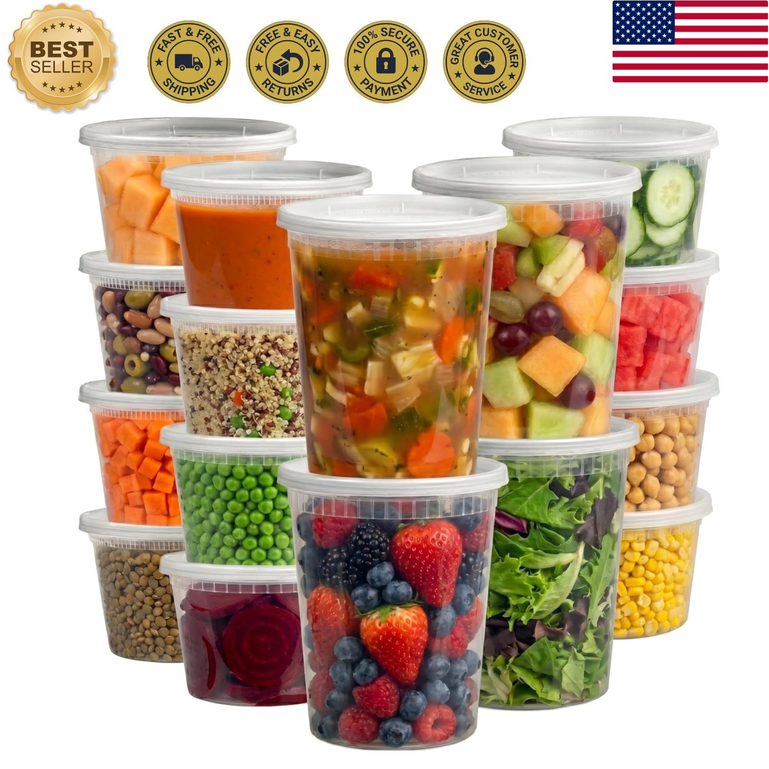 Versatile Deli Container Set – 16oz & 32oz Sizes, Safe for Freezer and Microwave