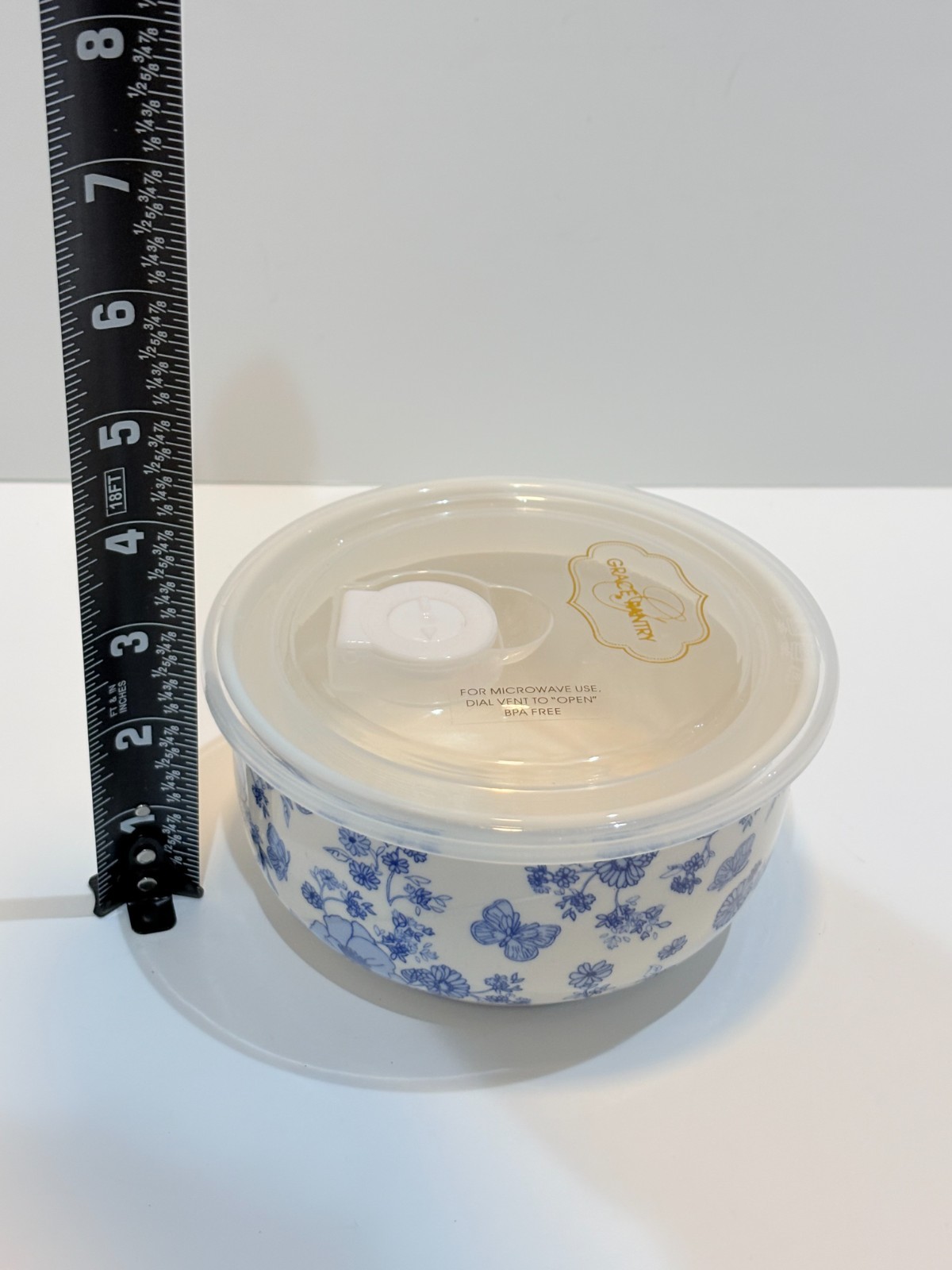 Grace Pantry ‘KATIE’ Microwave Bowl- Food Storage Container w/ Vented Lid 5″ NEW