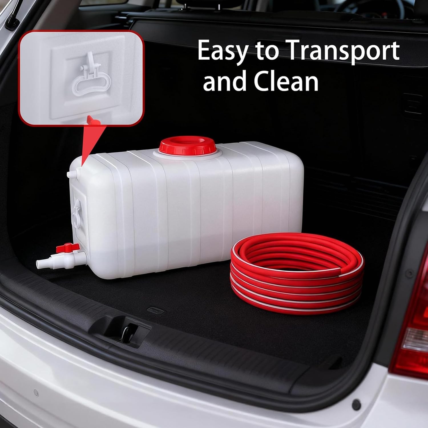 13Gallon/50L Water Storage Tank with Spigot,3m Hose and Control Valve, Large