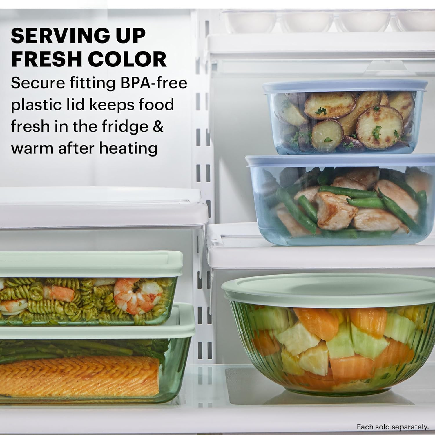 Colors Tinted (12-PC Full Set) Small/Medium/Large Food Storage Container Set, Sn