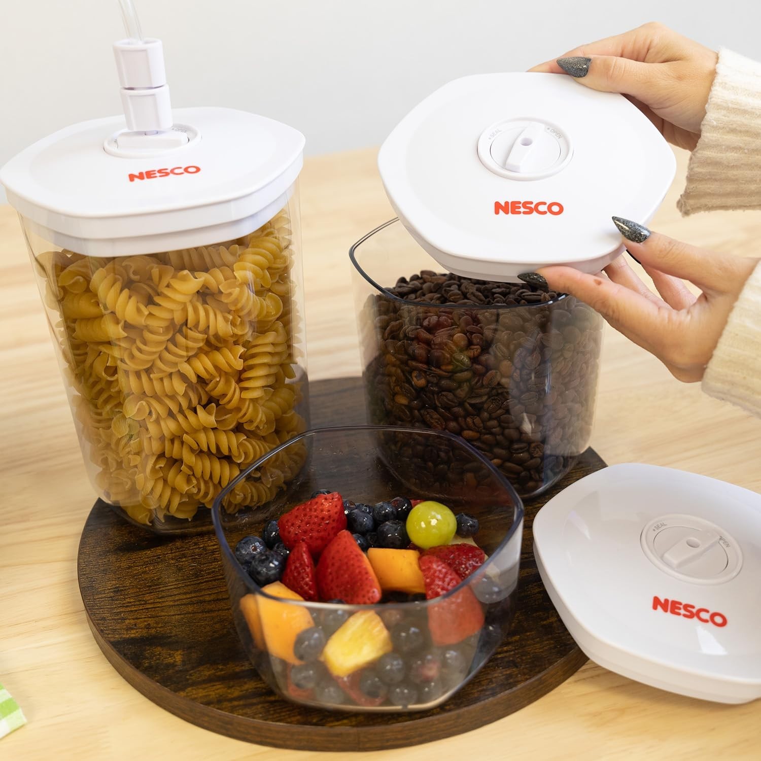 3-Piece BPA-Free Vacuum Canister Set – Food Storage, Meal Prep, Marinating, Pant