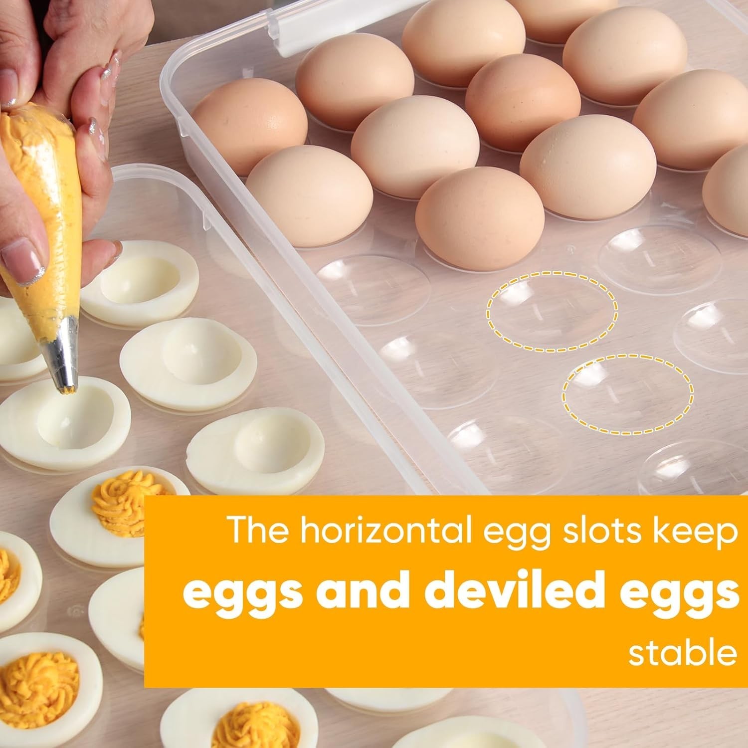 Deviled Egg Containers with Lid, Set of 2, Plastic Deviled Egg Carrier with H…