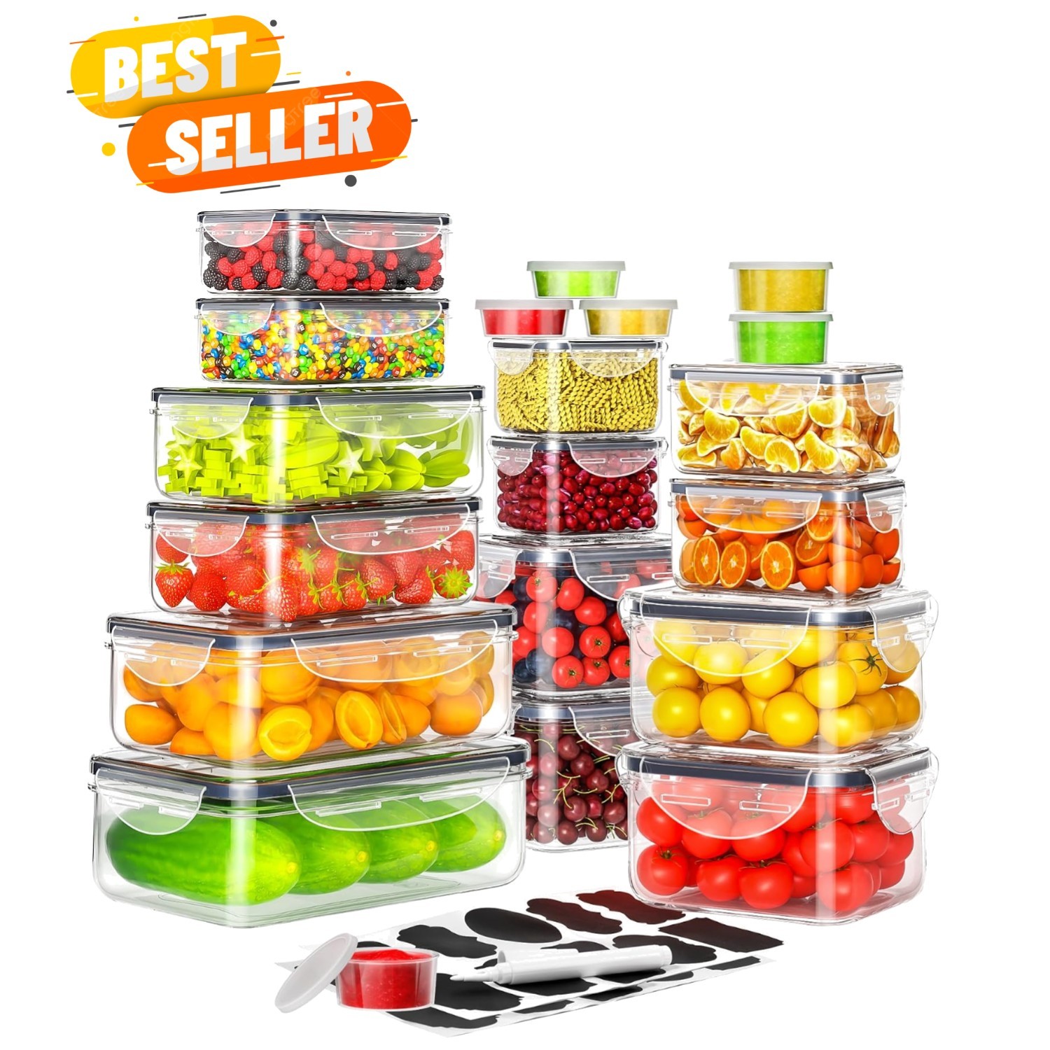 40 PCS Food Storage Containers with Lids Airtight 20 Containers & 20 Lids, Pl…