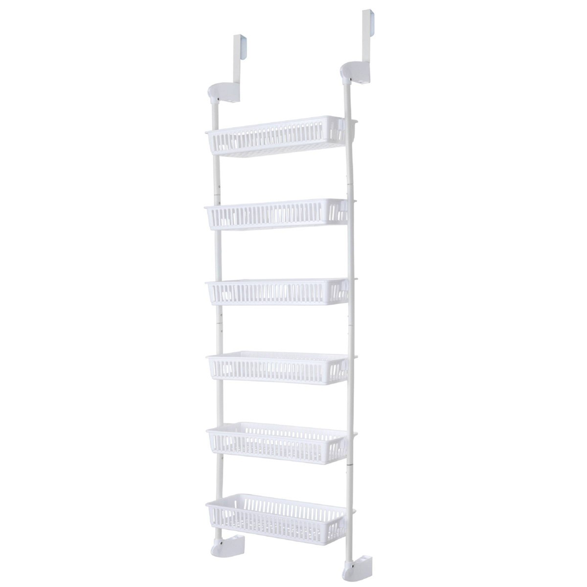 Smart Design Steel 6-Tier Over the Door Pantry Organizer – White: Back of Door