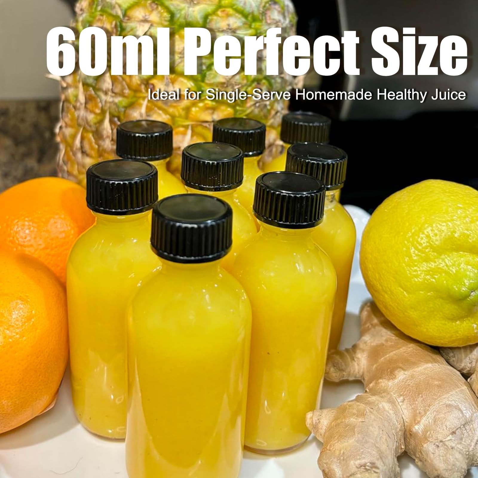 15 Packs 2 oz Boston Round Glass Bottles, Leak-Proof Mini Travel Containers