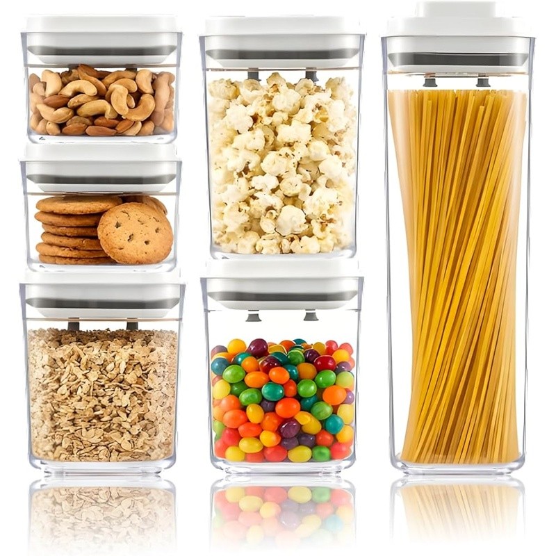 Airtight Food Storage Containers Set W/ One Touch Pop Top BPA Free Clear Storage