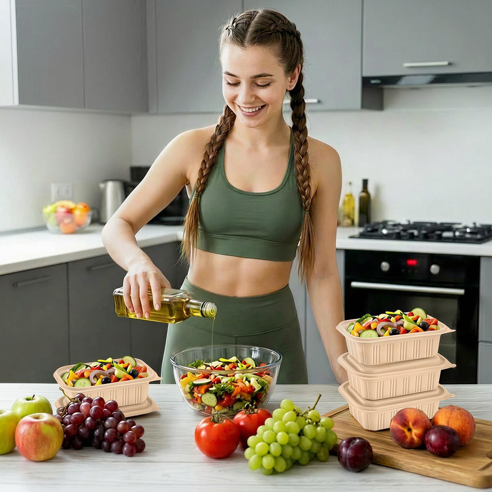 100 Pack Meal Prep Containers with Lids, 16 oz Eco-Friendly Food Storage Boxes,