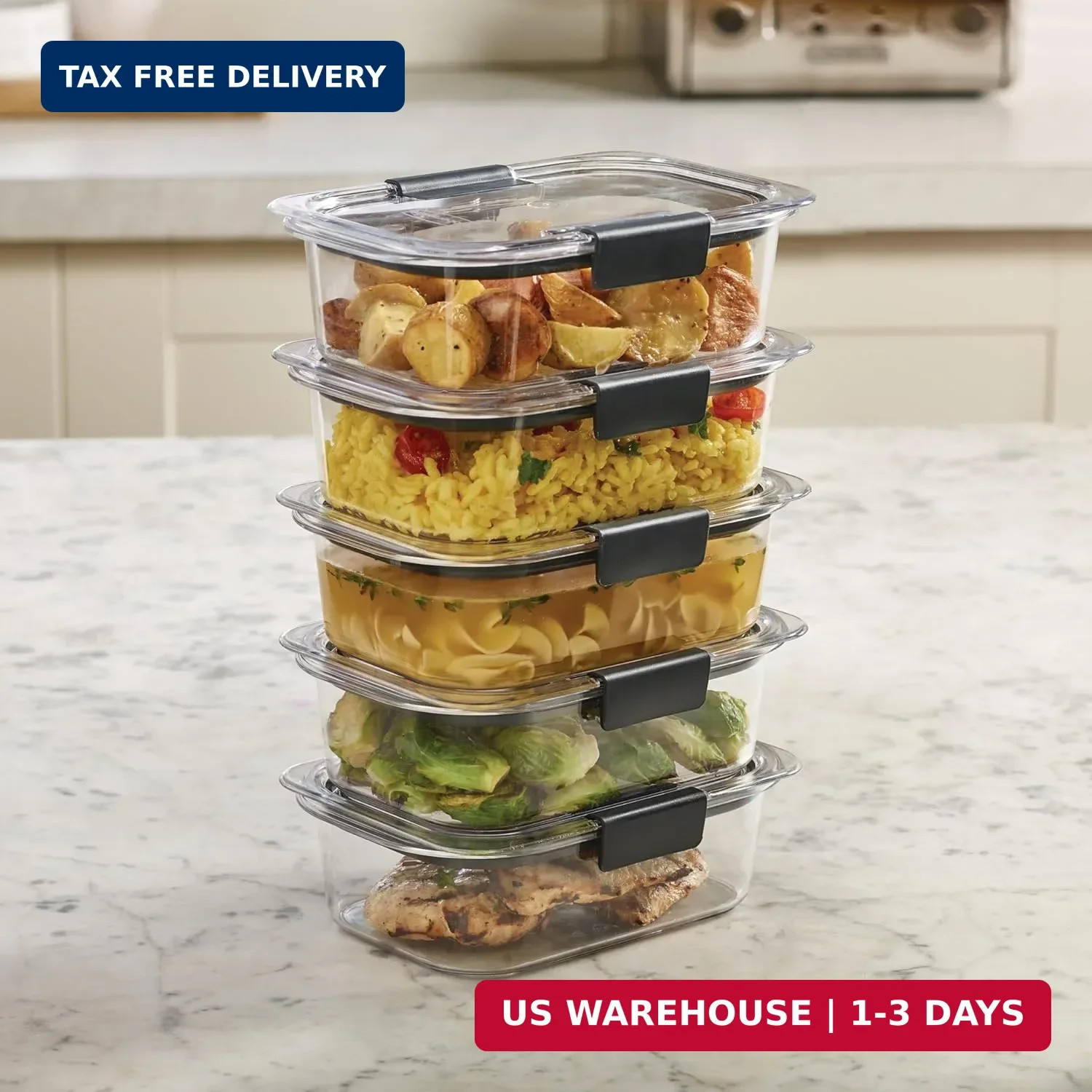 Rubbermaid Brilliance Tritan Food Storage Containers Airtight BPA Free 5 Pack