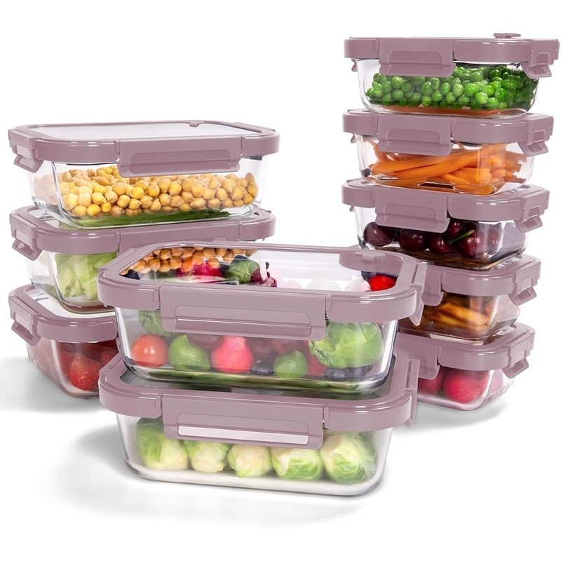 Glass Food Storage Containers Leak-Proof Stackable Meal Prep Kitchen Storage New