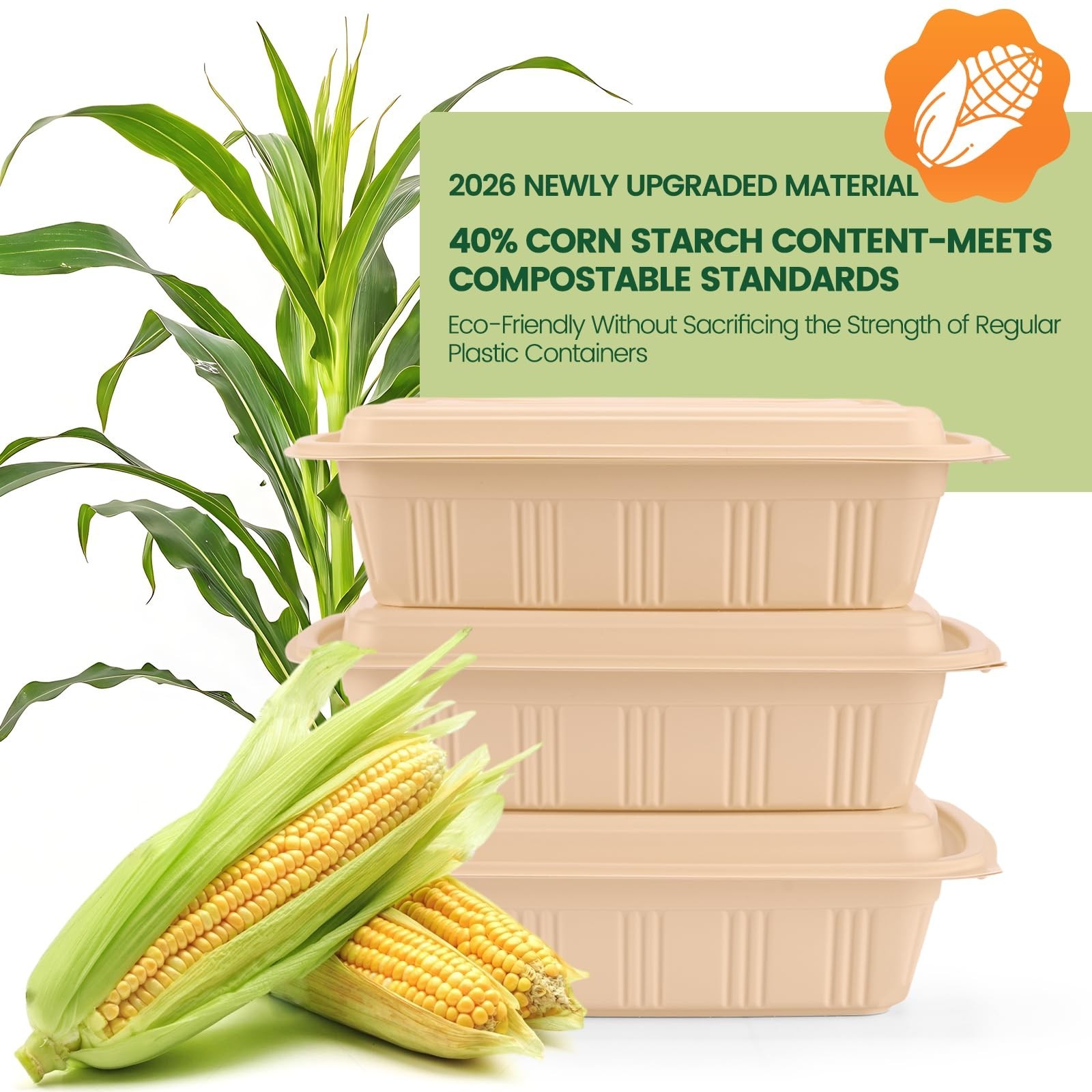 100 Pack Meal Prep Containers with Lids, 16 oz Eco-Friendly Food Storage Boxes,