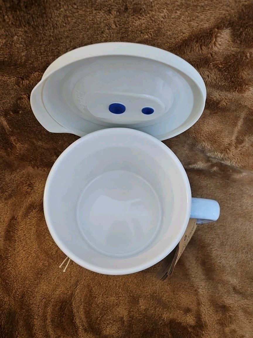 Corningware 20oz Blue Marble Meal Mug with Plastic Vented Lid NEW W/TAGS