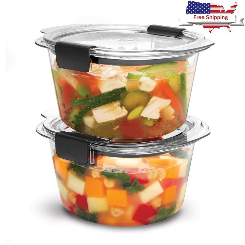 Airtight Leak Proof Round Food Storage Containers Stain Resistant 2 Pack New