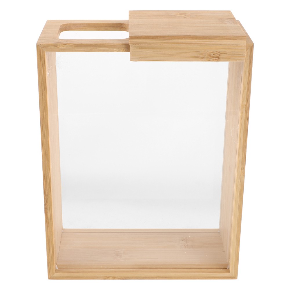Bamboo Sliding Cereal Box Clear Food Dispenser Storage Container