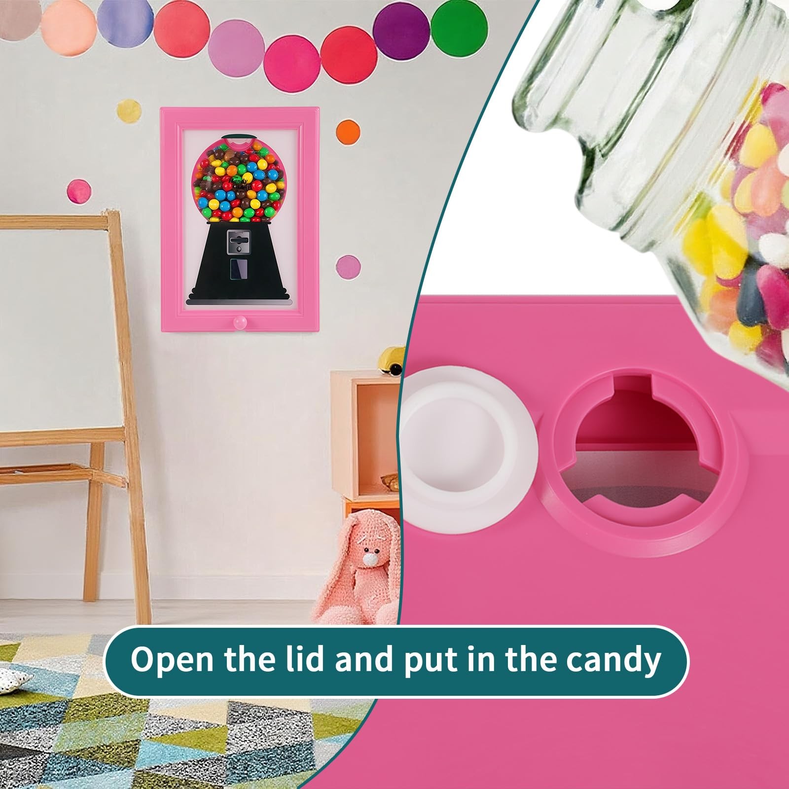 Candy Dispenser Picture Frame, Wall Mount Gumball Machine Creative Handy Cand…