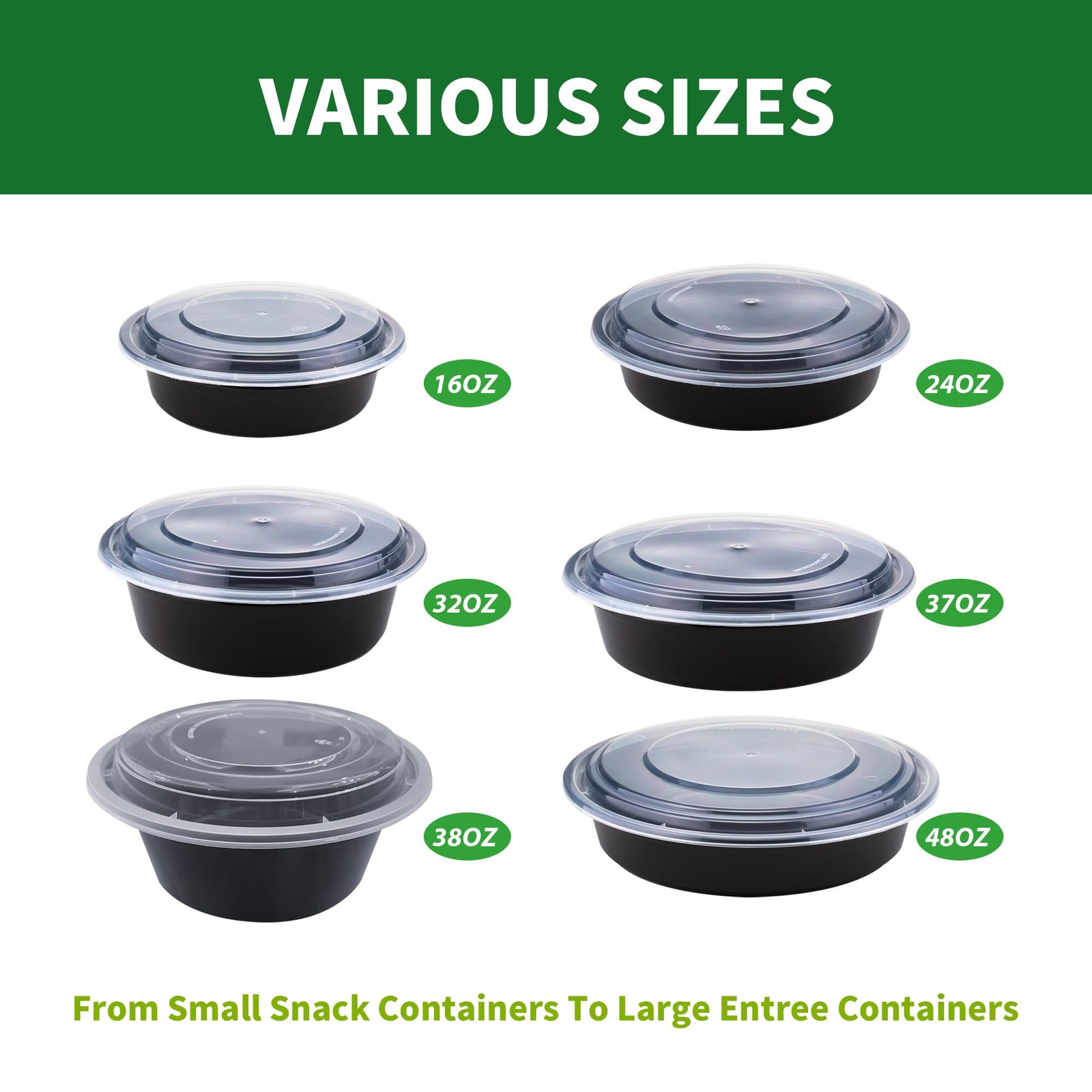 16 oz Round Meal Prep Containers with Lids, 50 Sets (100-Piece)