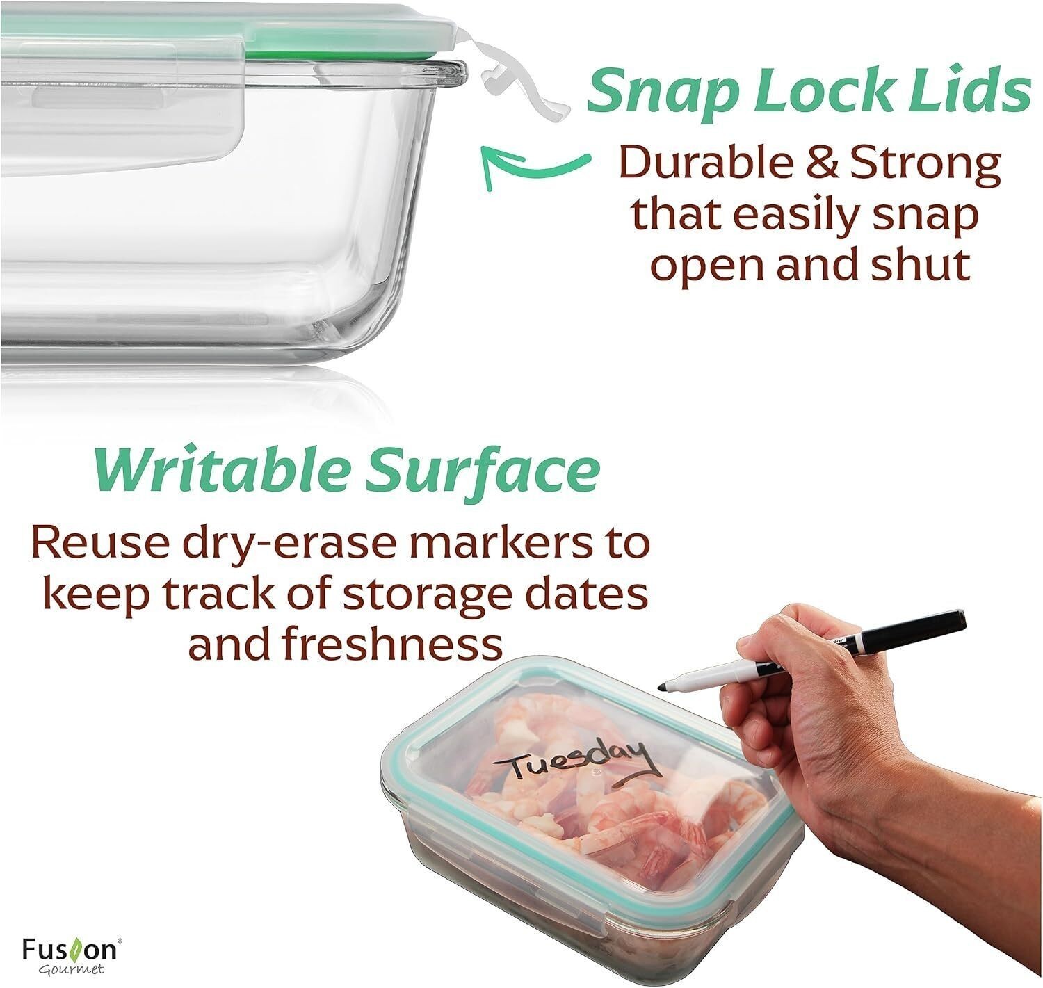 5 Pack Large Glass Food Storage Containers with Lids Airtight Leakproof US