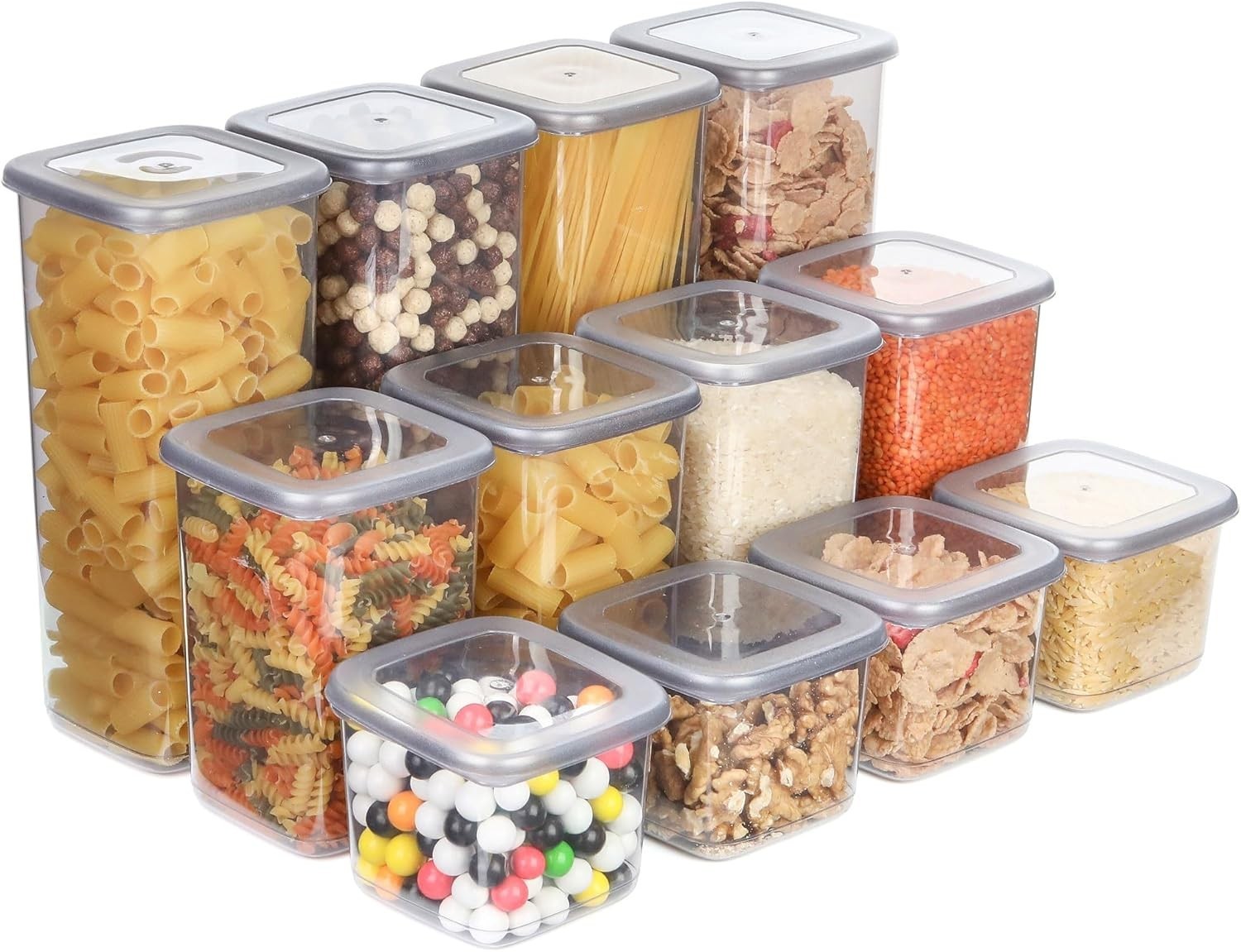 Storage Jars with Lid Airtight Set of 12 Containers BPA-Free for Cereal Flour